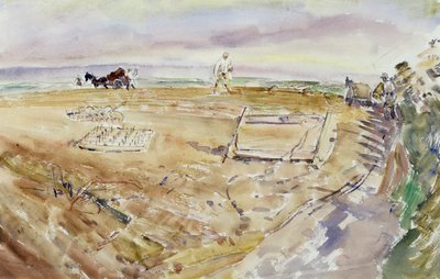 Upland Field with Harrows by Thomas Barclay Hennell